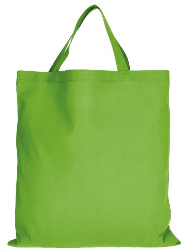 TEXXILLA 10 Stück Baumwolltasche - 28 Farben | mit Zwei kurzen Henkeln | 38x42cm | Jutebeutel | Einkaufstasche | unbedruckt, Farbe:hellgrün, Größe:10 Stück