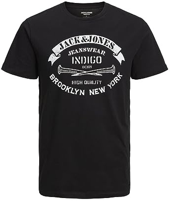 JACK & JONES Mens Jjejeans Tee O-Neck Noos 23/24 T-Shirt, Black, XXL UK
