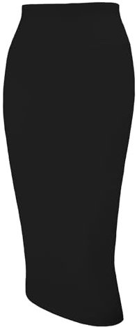 Tapata Damen Bleistiftrock Midi Kurz Hohe Taille Stretch Figurbetont Rock Business mit Schlitz Bleistift Rock Knielänge, Black, Medium