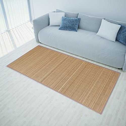 Homgoday Tapis rectangulaire marron en bambou 120 x 180 cm, tapis de cuisine pour couloir, tapis de salon, tapis de chambre à coucher