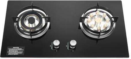 28.7 Inch 2-Burner Natural Gas Stove, Tempered Glass Gas Cooktop, Built-In Ga-s Stovetop with Ga-s Regulator, G-as Stove Cooktop Natural G-as Cooker for RV Camping Home