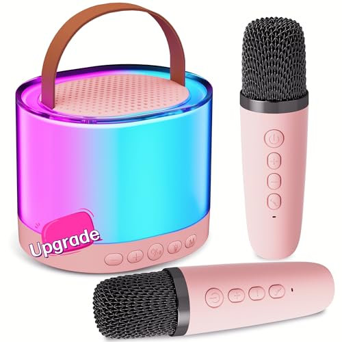 Mini Karaoke Machine 2 Microphones Kids: Upgrade Kids Karaoke Machines with Karaoke Microphones - Portable Bluetooth Speaker for Children - Toys Gifts for Boy Girl Toddler Kid Adult