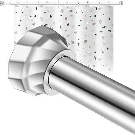 Shower Curtain Pole Brushed Nickel,198-256cm Never Rust and Non-Slip Spring Tension Pole for Bathroom, Polished 304 Stainless Steel, No Drilling Spring Tension Shower Rods