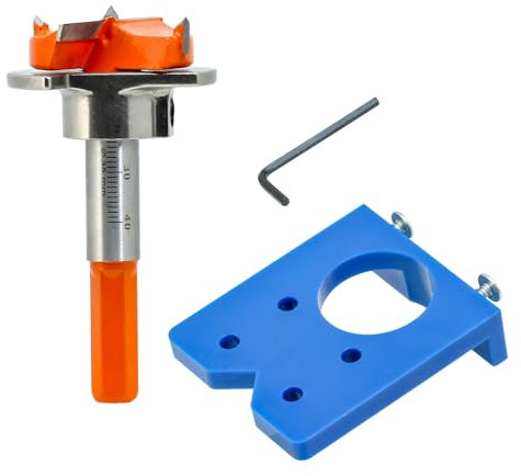 Hinge Jig 35mm Door Hinge Jig Drill Guide Concealed Hinge Jig with Forstner Bit Sets Positioner for Cabinet Hinge Wood Furniture Door Hinge Installation (35mm Door Hinge Jig)