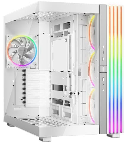 be quiet! Light Base 900 FX White PC Case, Stunning Panoramic View, Show Case, Dual Chamber Design, Solid ARGB LED Strip, 4 Light Wings PWM White Fan, Inverted and Horizontal