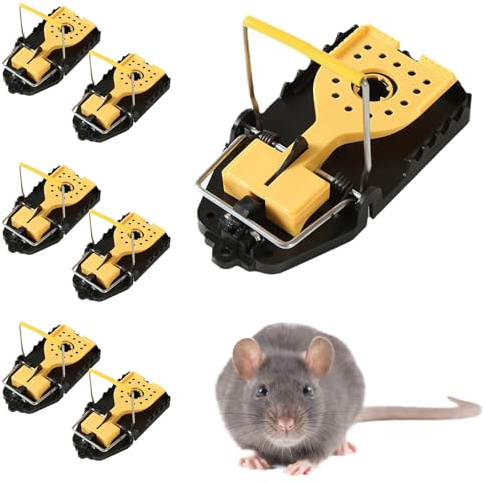 TIVUNORON Lot de 6 Piège à Souris à Ressort, Reutilisable Piege a Rat, Grand Piège à Souris en Plastique, Taille 15.2 x 7.8 Cm, Peut être Parfumé, Convient pour l'intérieur et la Terrasse