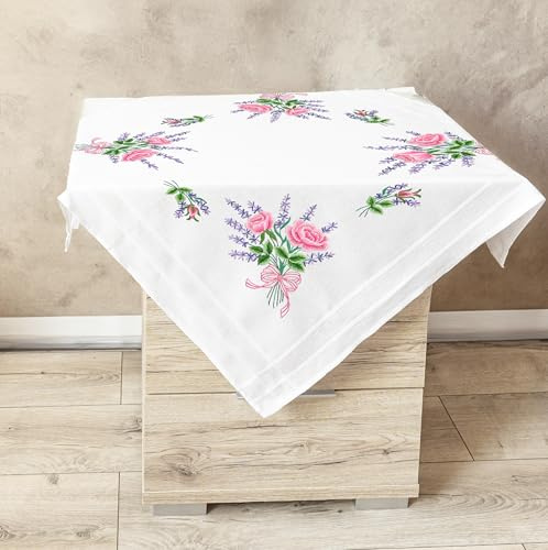 KAMACA Ensemble de broderie avec pelouse florale, ensemble de broderie créatif avec nappe pré-imprimée, 10 couleurs et instructions détaillées, parfait pour les adultes et les débutants (symphonie