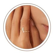 Turandoss Dainty Gold Rings for Women - Initial E Gold Letter Adjustable Rings for Women Non Tarnish Trendy Jewelry Gifts