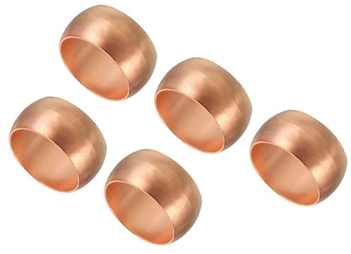 TA-VIGOR 10mm Tube OD Compression Sleeves Ferrules, 5PCS Copper Ferrule Fitting Brass Compression Fittings, Copper Olives Assortment Kit for Oil Water Air Pipe