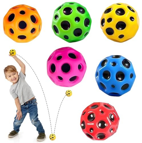 CDLIZW 6PCS Pelota Que Rebota de Color,Pelota de Goma de Saltos Altos,Pelotas Saltarina de Espuma de PU Elástica Sólida,Bola de Alta Elasticidad de 6,5CM für Kids Party Gift