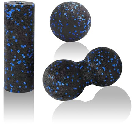 Set de 3 Balles de Fascia, Sphère, Rouleau et Balle Cacahuète en EPP, pour Relâchement des Tensions et Détente Musculaire, Massage du Cou, Dos, Colonne, Idéal pour Yoga, Fitness