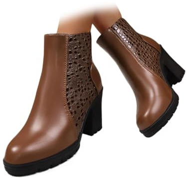 Botas de piel auténtica de tacón grueso para mujer, para otoño e invierno, botas de tobillo de piel para mujer, cómodas, puntiagudas, tacón de bloque, media pantorrilla, tacón bajo, botines cortos con
