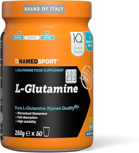 NamedSport L-Glutamine 250g – Glutammina Pura in Polvere – Integratore per Sportivi – Supporto Recupero Muscolare Post-Workout – Senza Glutine