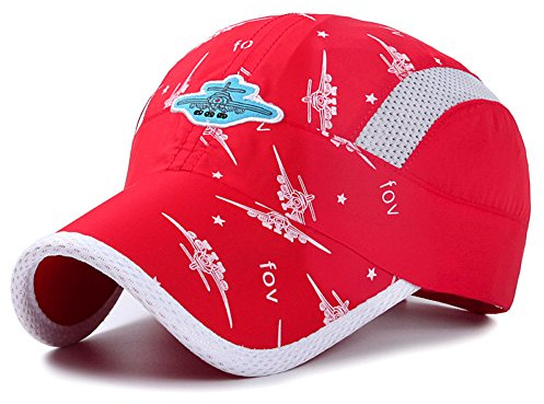 Home Prefer Kids Boys Lightweight Quick Drying Sun Hat Outdoor Sports UV Protection Caps Mesh Side Ball Cap Red
