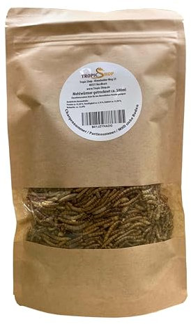 500 ml Mehlwürmer gefriergetrocknete/getrocknet | Reptilienfutter, Schildkrötenfutter, Futtertiere Igelfutter