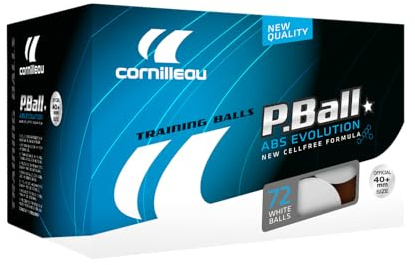 Cornilleau - Evolution - Confezione da 72 Palline da Ping Pong - Uso Regolare - Plastica ABS Resistente - Bianco