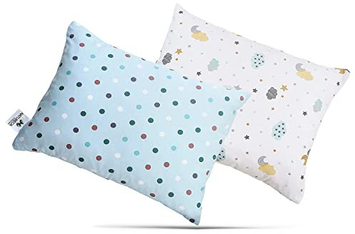 NATURECA 2er Set Kuschelkissen mit Kissenbezug Baumwolle, Baby Kopfkissen ab 1 Jahr, Kleinkindkissen für babybett, Waschbar Kleinkind Kopfkissen - Kinderkissen schlafkissen