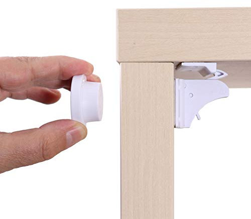 KIDIMAX® Magnetisches Schrankschloss, unsichtbare Kindersicherung für Schrank und Schubladen, ohne Bohren und Schrauben, Sicherung, Türschloss - 5 Schlösser + 1 Schlüssel