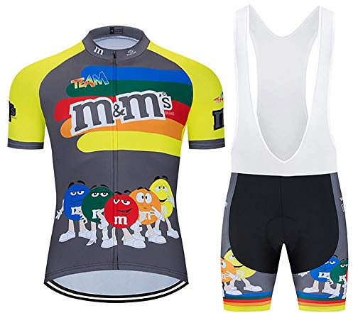 Moxilyn Ropa de Ciclismo para Hombre Traje de Bicicleta Conjunto de Verano Top + Bib Shorts Acolchados, Almohadilla de Asiento de Gel 20D para Montar En Bicicleta Conjunto Cómodo y De Secado Rápido