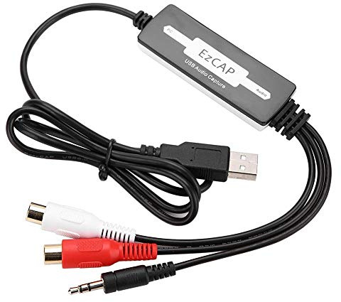 USB Audio Capture Recorder Card Converts Turntable LP/Cassette Tape Audio to MP3/WAV Digital Music Converter Adapter, Support/Vista/7/8/8.1/10 and
