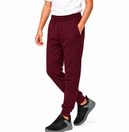 KHIM Joggingbyxa träningsoverall underdel byxa barn unisex flickor pojkar träningskläder, Rödbrun, 13-14 Years