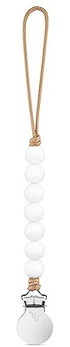 Ryan & Rose Pacifier Clip Georgia - Silicone Pacifier Clip Baby boy Baby Girl Binky paci Clip Baby Pacifier Holder binkie Clip Binky Clips Newborn Baby Care Baby Pacifier Clip (White)