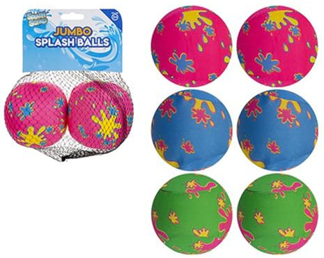 Jumbo Water Splash Balls - 10cm (Pack Of 2) - Assorted Pink, Blue & Green Colors - Ultimate Outdoor Fun & Pool Party Game