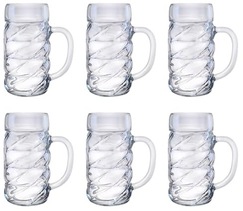 Verre a Biere, Chope de bière Lot de 6, Diamond - 1 Litre