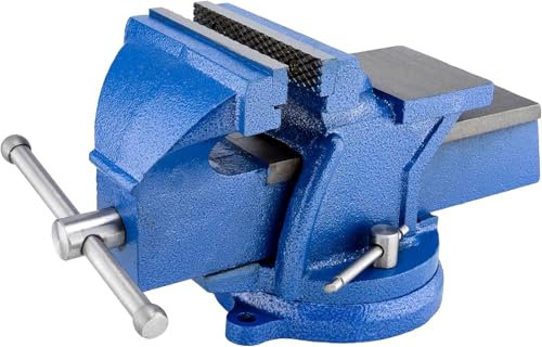 HYCHIKA Schraubstock 360° Drehbar, 125 mm Spannweite, Hochwertige Stahlbacken, Gusseisen Tischschraubstock, Handschraubstöcke klemmbar für Holzbearbeitung Metallbearbeitung Bohren