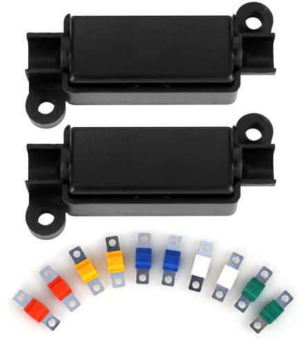 RUCUDIM 2Pcs Midi Fuse Holders & 10Pcs 30/40/60/80/100Amp 32V Automobile Fuse Bolt-on fuse for Marine Power System Construction Vehicles Agricultural Machinery DC Motor Car Audio