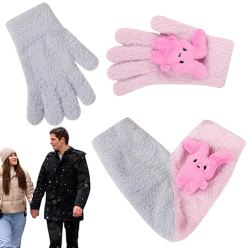 Tewzafiya Guantes para amantes, guantes para pareja que se toman de la mano - Guantes para cogerse de la mano,Guantes para pareja elegantes con pantalla táctil Guantes para 2 personas para parejas y