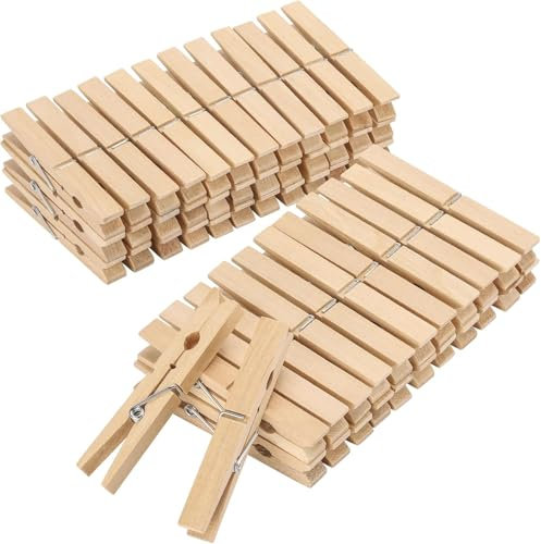 Bamboo Pegs - Pack of 100 | Strong Wooden Clothes Pegs for Washing Line | Wooden Peg for Arts Crafts & Hanging Photos | Strong Laundry Washing Pegs | 9.5cm Laundry Pegs (Large)