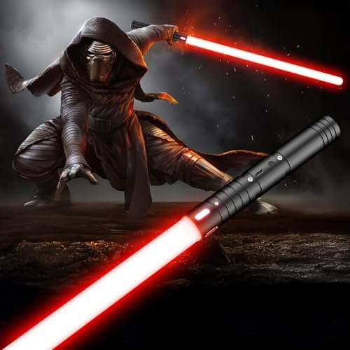 FunGeneTEC Sabre Laser, Sabre Laser pour Enfants RGB 15 Couleurs, Epées Laser Rechargeable avec Effets sonores FX, Jouet pour Enfants, Halloween, Jeu de rôle Guerrier Galactique(74CM 1PC)