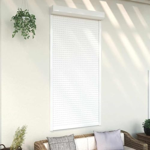 HUAKEHOM Rollladen Aluminium Gute Wärme- und Schalldämmung Rollladenpanzer Behang Rolladen Rolladenbehang Vorbaurollladen Vorbaurolladen 110x220 cm Weiß