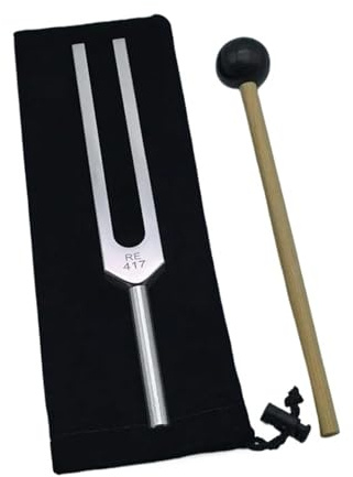 Stämgaffel aluminiumlegering inställningsgafflar set silver professionell stämningsgaffel meditation för ljudläkning (417 HZ)