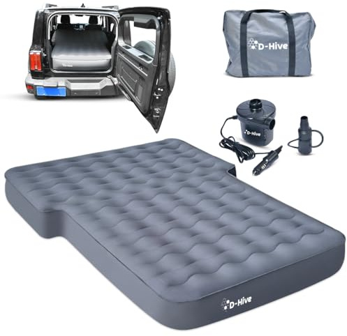 D-Hive SUV Air Mattress, Ultra-Thick Material Extra-High Car Air Mattress, SUV Mattress for Toyota 4runner, Jeep Wrangler, Car Mattress Inflatable Grey