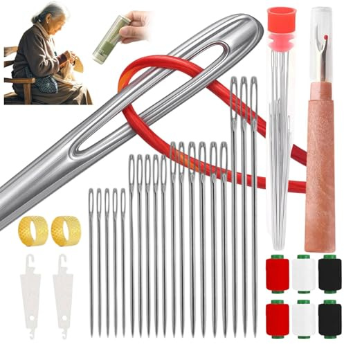 37PCS Sewing Tool Set, Needles Thread Hand Repair Tools, Portable DIY Hand Made Craft Set, Sewing Working Kit for Beginners, Needle Threader and Hand Sewing Needles Set,Professional DIY Lovers