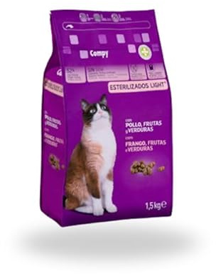 Comida Gato Adulto esterilizado Light COMPY con Pollo, Frutas y Verduras, 1.5 kg