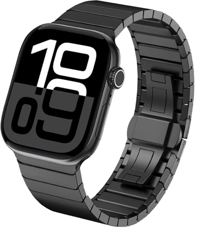 Kompatibel med Apple Watch Ultra 2 49 mm armband, rostfritt stål länkarmband, ersättningsarmband lämpligt för Apple Watch 49 mm 46 mm 45 mm 44 mm 42 mm (serie 3 2 1) iWatch Serie 10 9 8 7 6 5 4 3 2 1