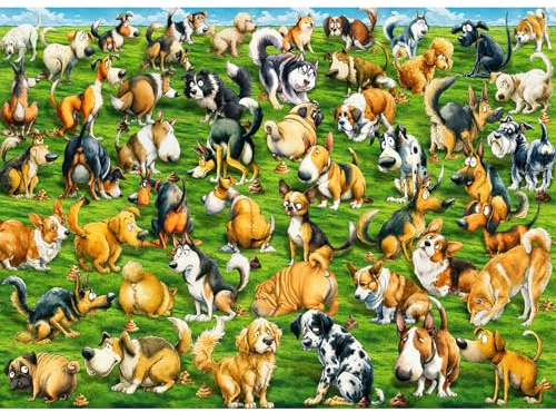 HUADADA 1000 Piece Jigsaw Puzzle for Adults-Fun Family Interactive Game, for Men & Women Puzzles Theme:Silly Dog Chaos