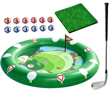 Uppblåsbar Pool Golf Spel | PVC 120x120x16cm Trädgård Vatten Putting | Sommar Leksak Barn 3–12 Familj | Utomhus Golf Aktivitet Födelsedag Present