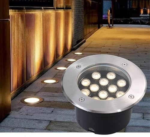 TTDGYYXW Luces LED enterradas para Exteriores Focos de Paisaje Redondos Impermeables IP66 Lámparas empotradas en el Suelo de 15 W para iluminación subterránea Blanca fría GardCourard y Ln