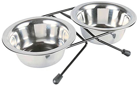 Trixie Eat - Lot de 2 bols en acier inoxydable sur pieds, 10 cm