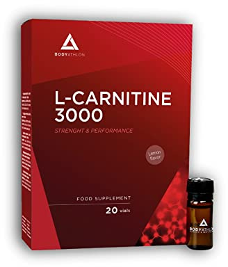 L Carnitina Liquida Limone | L-Carnitina 3000 Tartrato 20 Fiale | Integratori Sportivi Piu Energia e Resistenza | Carnitina Vegana Senza Glutine Bodyathlon