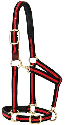 Weaver Leather Cabestro Acolchado Ajustable para Barbilla y Garganta, 1 Pulgada de Tiro Promedio de Caballo o año, Rayas Rojas