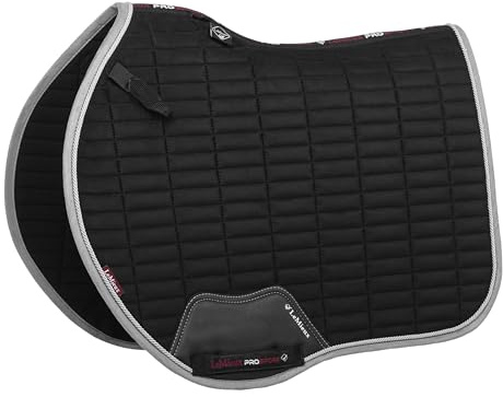 LeMieux Show Jumping Suede EuroJump Square Saddle Pad - English Saddle Pads for Horses - Equestrian Riding Equipment and Accessories (Black - Large)