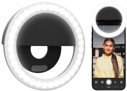 ARKON SPLEDRING Rechargeable Selfie LED Clip-On Ring Light for Smartphones