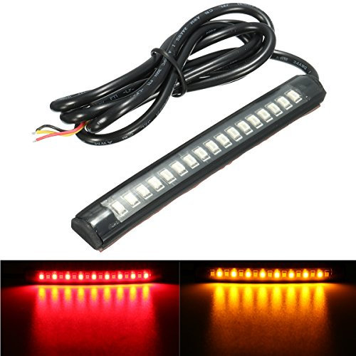 Alamor 12V 17 LED Moto Flessibile Striscia Luce Coda Freno Stop Turn Luce Ambra + Rosso