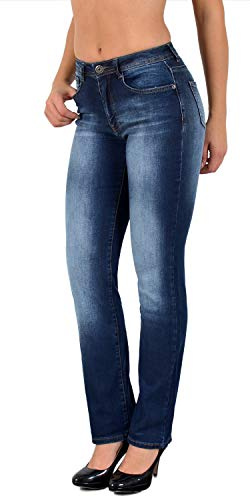 ESRA Jeans Damen Straight Jeanshose High Waist Jeans Damen Straight Leg - Stretch Jeans Damen Gerades Bein Jeans große Größe G6