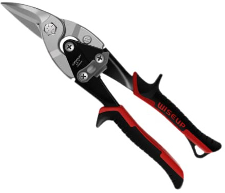 WISEUP Tin Snips for Cutting Metal Sheet Heavy Duty Straight Left Cut 10-inch Aviation Snips With Double Lever,Industrial CR-V Metal Cutter Sheet Metal Tools